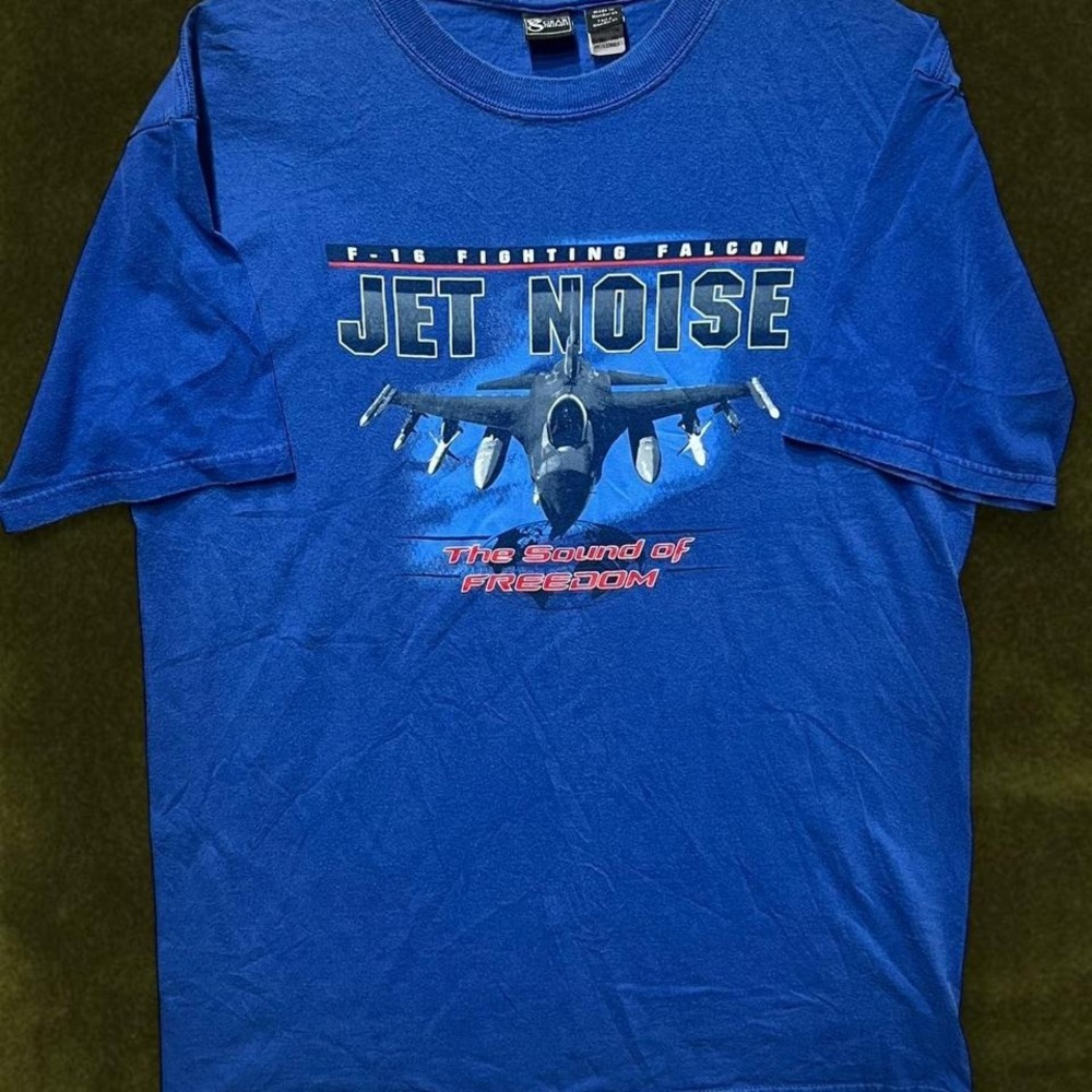Vintage 90s Cotton F-16 Fighting Falcon Jet Noise Tee (Modern L)